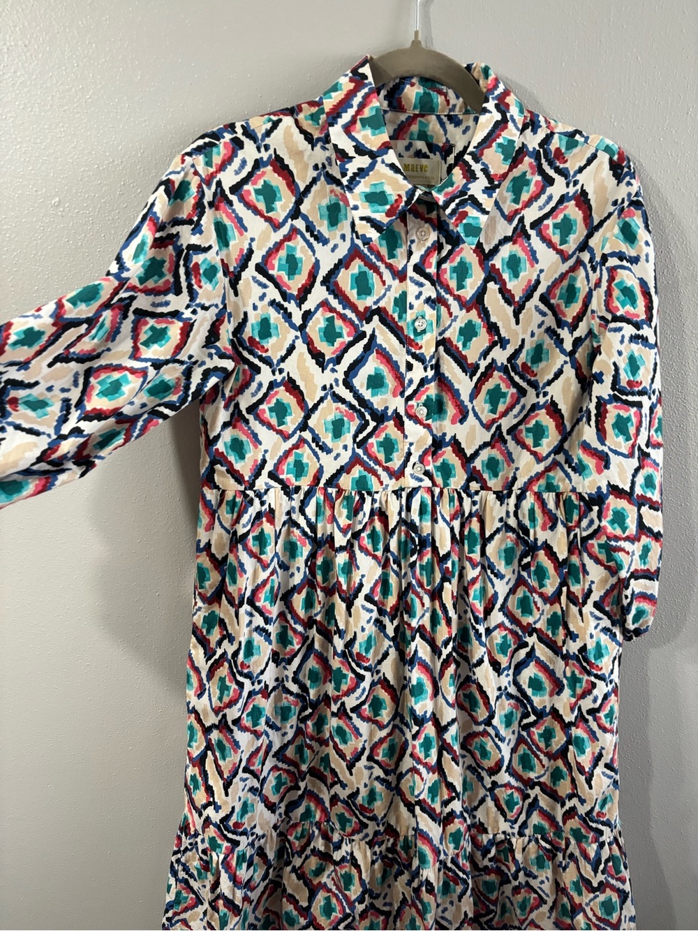 Anthropologie Cream Maxi Dress with Pockets. 19” Ptp 46” length - Picture 3 of 5